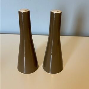 Vintage Primastone Japan Bronze Ironstone 
Salt & Pepper Shakers MCM 6”